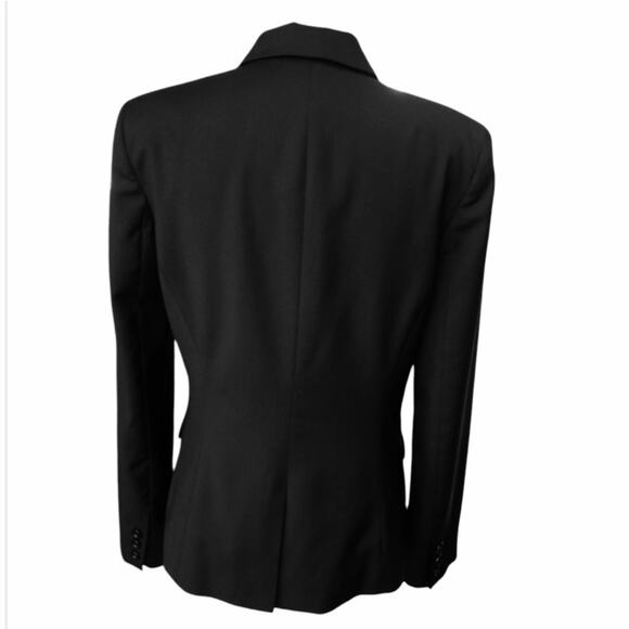 Theory 100% Wool Single Breasted Blazer Contrast Cuffs Size 10 Black Parisian - Picture 3 of 13